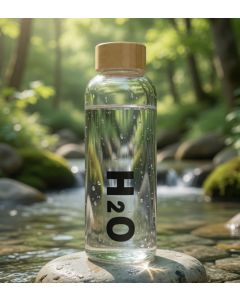 مطرة مي زجاج H2O بغطا خشبي