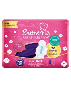 فوط نسائية Butterfly Maxi Thick – نعومة قطنية | عبوة 10 فوط