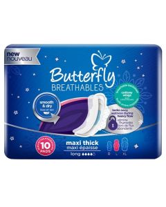 فوط نسائية Butterfly Maxi Thick Smooth & Dry – عبوة 10 فوط