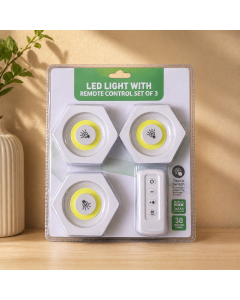 طقم لمبات LED لاصقة مع ريموت كنترول (3 قطع)