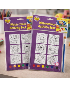 دفتر تلوين مائي للأطفال – Watercolour Activity Book مع فرشاة شكل عشوائي