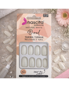 أظافر تركيب أوفال ناتشورال وايت – 36 حبة (Nascita Professional Oval Nails)