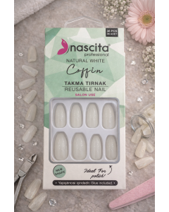 أظافر تركيب كوفن أبيض طبيعي – 36 حبة (Nascita Professional Coffin)