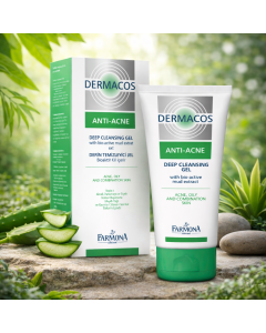 غسول جل فارمونا ديرماكوس للبشرة الدهنية والمعرضة للحبوب – Dermacos Anti-Acne Deep Cleansing Gel