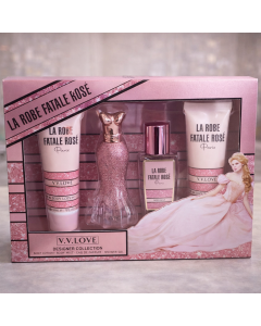 طقم عطر نسائي La Robe Fatale Rosé 4 قطع – V.V.LOVE