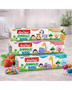 معجون أسنان أنكور للأطفال Jungle Kids بنكهات الفواكه مع فرشاة – 50 غرام