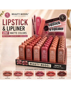 روج وكونتور شفايف 2×1 Beauty Model – Matte Lipstick & Lip Liner