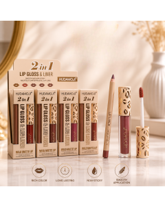 جلوس و ليب لاينر 2×1 من HUDAMOJI – Lip Gloss & Lip Liner