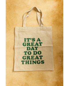 شنطة قماش خيش بتصميم تحفيزي – It’s a Great Day to Do Great Things