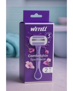 شفرة حلاقة نسائية Wetell Comfortglide Spa Breeze (عبوة 2 حبات)