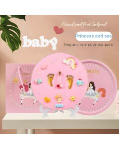 برواز طقم بصمة يدين وأرجل للبيبي مع زينة تذكارية – لون زهري/أزرق 