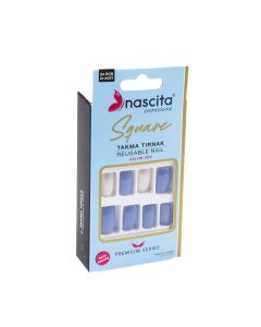 أظافر صناعية لاصقة Nascita – أزرق لامع (24 قطعة)