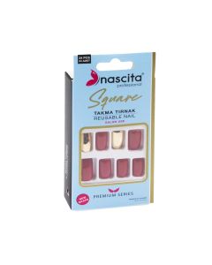 اظافر NASCITA احمر لامع 24 قطعة 