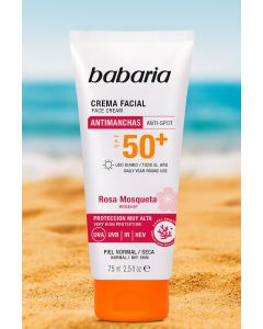 كريم واقي شمس باباريا للوجه SPF 50+ ضد البقع بخلاصة الورد البري