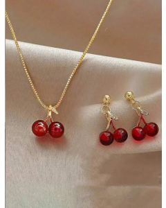 طقم حلق وسنسال كرز 