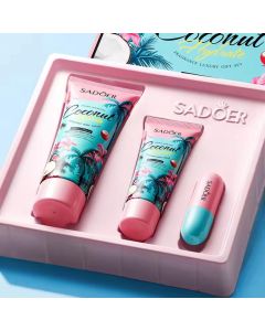 طقم ترطيب جوز الهند للجسم واليدين والشفايف – SADÖER Coconut