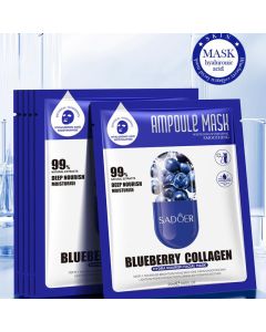 ماسك الوجه بالتوت الأزرق والكولاجين لترطيب وتغذية البشرة 25 مل-SADOER AMPULE BLUEBERRY MASK