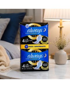 فوط الويز صحية Always Ultra Secure Night بالأجنحة – مقاس 4 (12 فوطة)